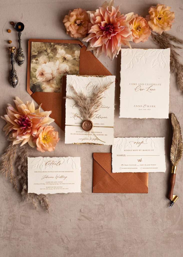 embossed wedding invitation