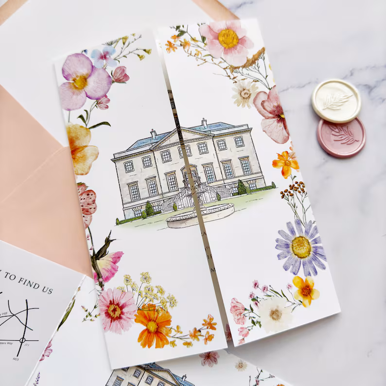 illustrated wedding invitation